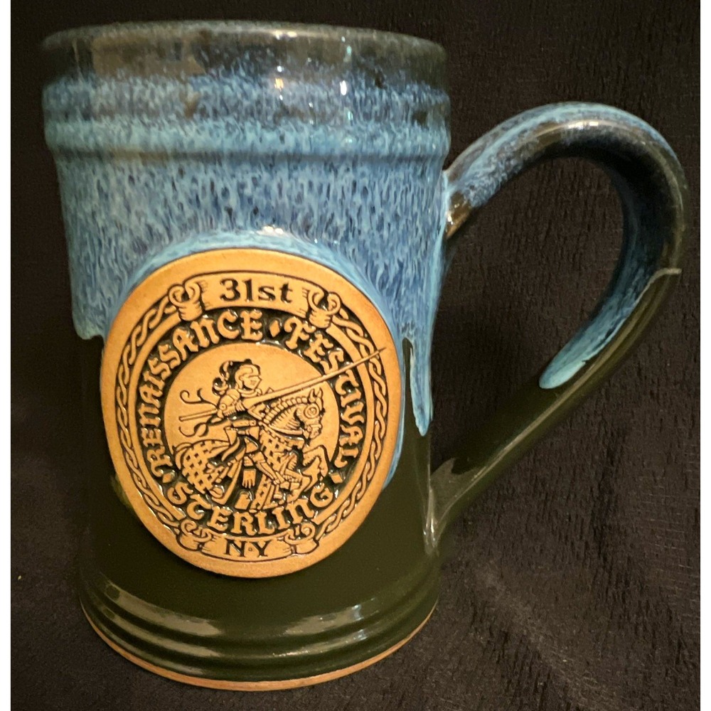 Grey Fox Pottery Handmade 31st Renaissance Festival Sterling NY Mug Blue